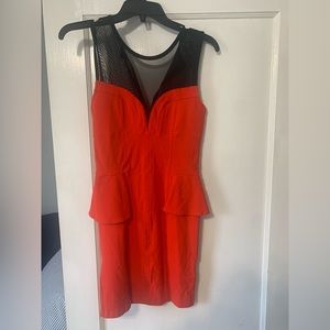 Nylon/ Spandex Bebe Red/black sheer cocktail dress